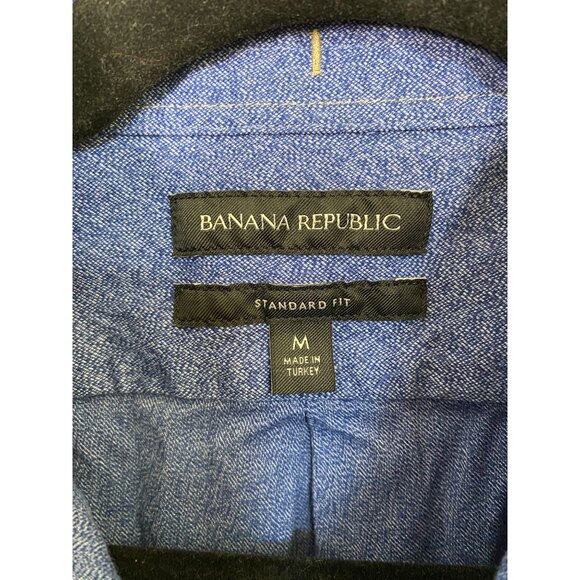 Banana Republic Mens Blue Patterned Long Sleeve‎ Shirt Size M 100% Cotton collar - Picture 4 of 6